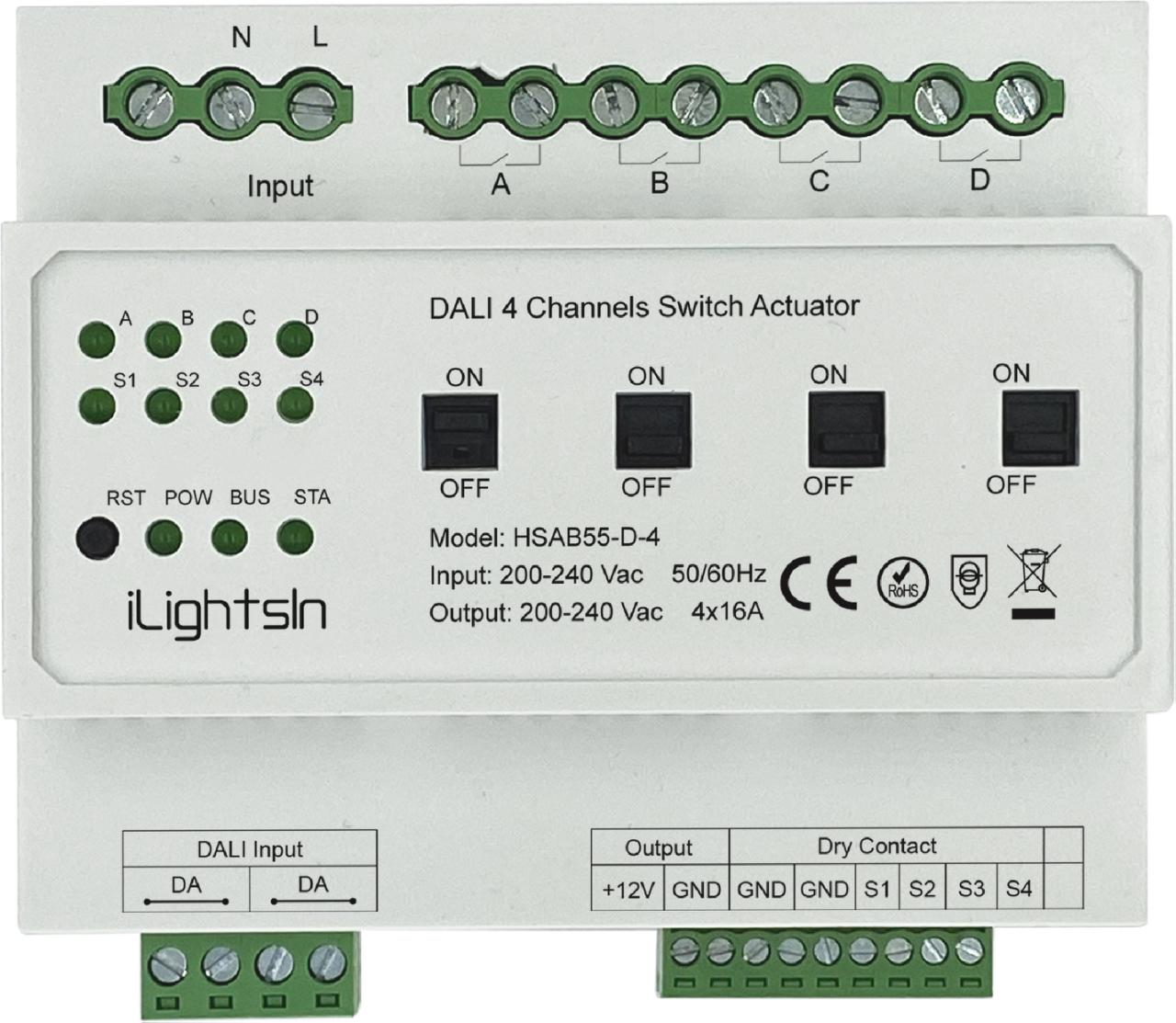 DALI 4-Channel Switch Actuator Module